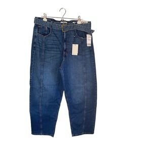 Robert Rodriguez Relaxed Barrel Jeans Waterfall Blue Belted Seam Front Size16/33